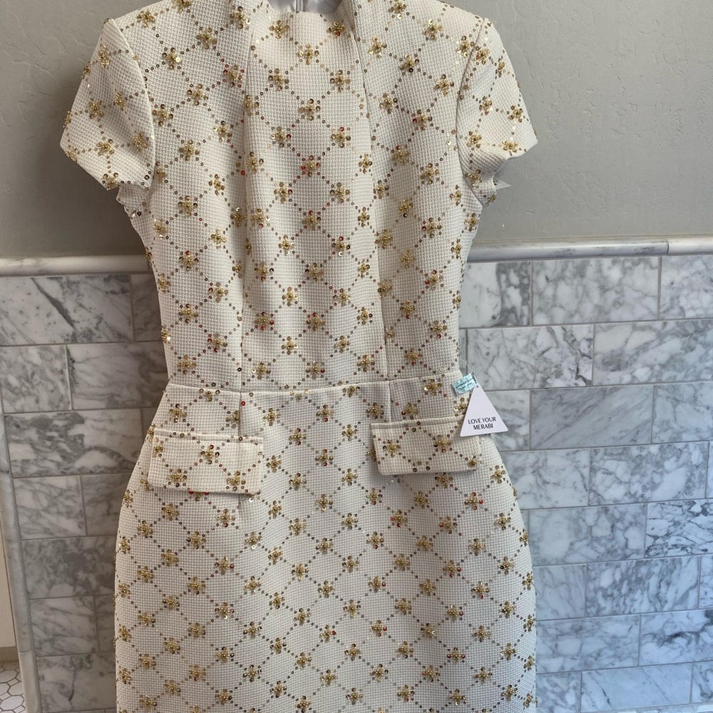 NADINE MERABI White and Gold Mini Dress - Picture 2 of 2